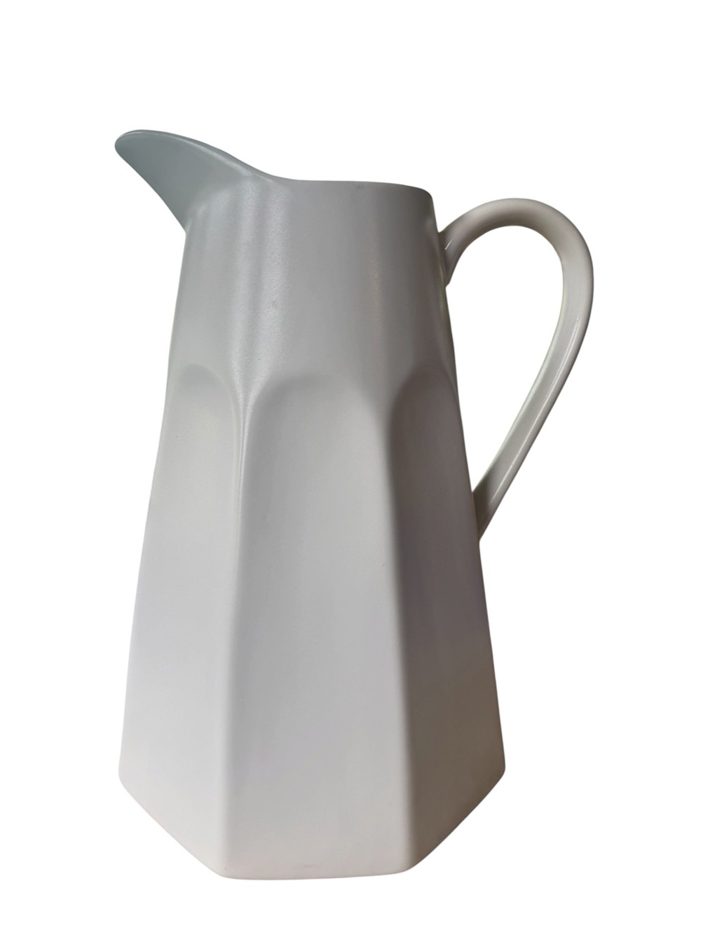 Crofton White Ceramic Pitcher Modern Faceted Farmhouse Vase Water Pitcher 10”